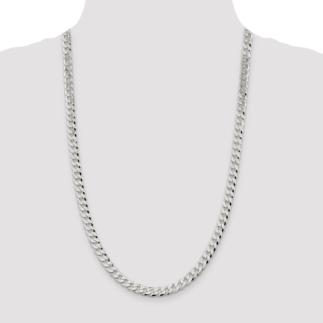 Sterling Silver 7mm Beveled Curb Chain 26 Inch