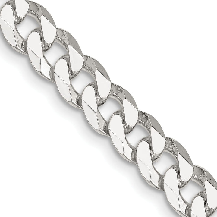 Sterling Silver 7mm Beveled Curb Chain 26 Inch
