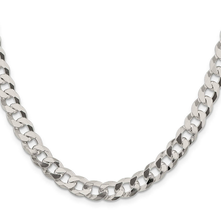 Sterling Silver 8.5mm Beveled Curb Chain 26 Inch