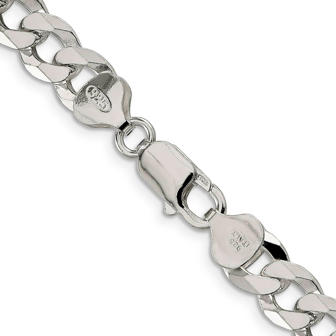 Sterling Silver 8.5mm Beveled Curb Chain 26 Inch
