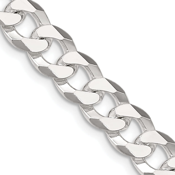 Sterling Silver 8.5mm Beveled Curb Chain 26 Inch