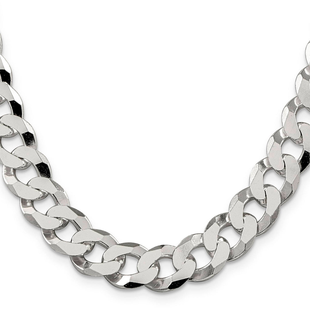 Sterling Silver 12.3mm Beveled Curb Chain 26 Inch