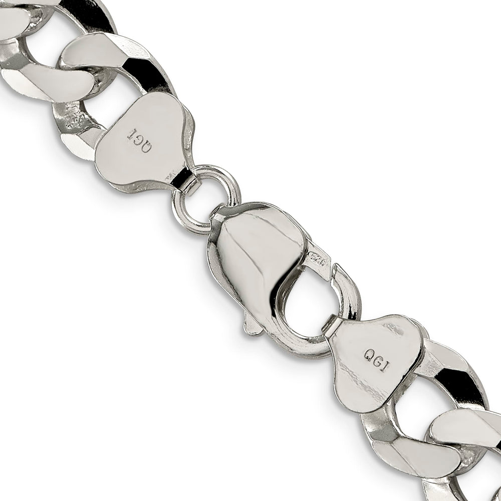 Sterling Silver 12.3mm Beveled Curb Chain 26 Inch