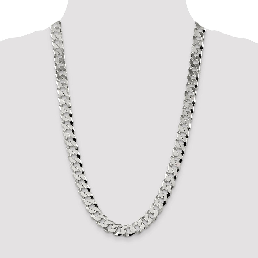Sterling Silver 12.3mm Beveled Curb Chain 26 Inch