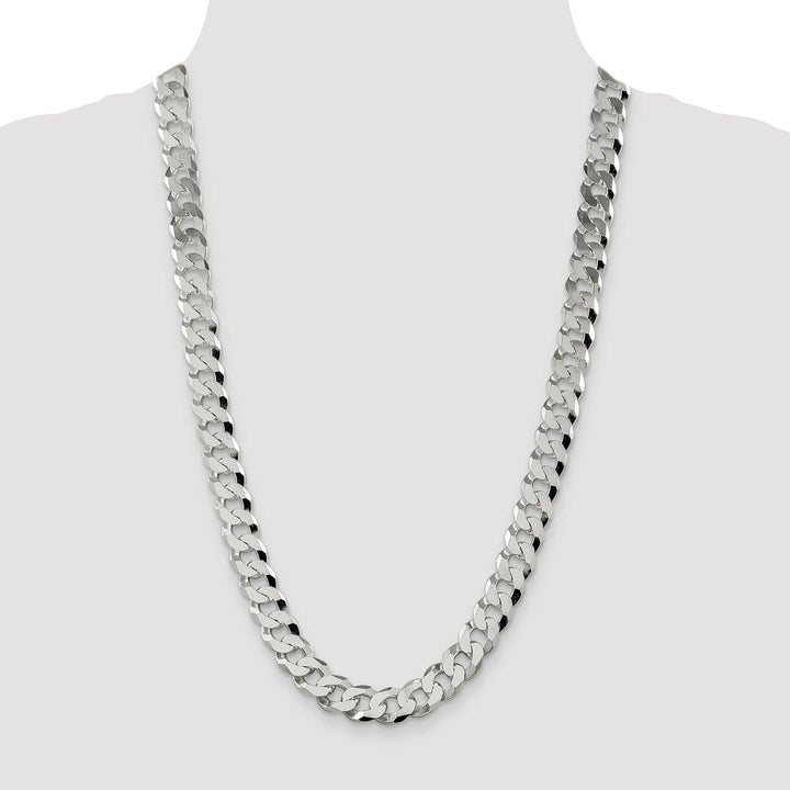 Sterling Silver 12.3mm Beveled Curb Chain 26 Inch