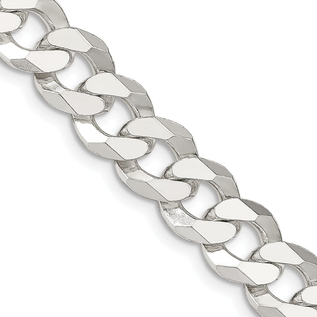 Sterling Silver 12.3mm Beveled Curb Chain 26 Inch