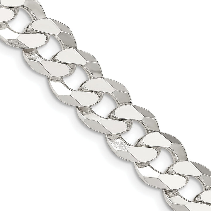 Sterling Silver 12.3mm Beveled Curb Chain 26 Inch