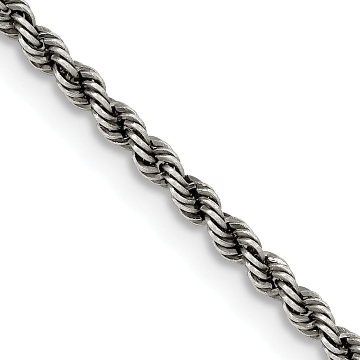 Sterling Silver Ruthenium Finish 2.3mm Rope Chain 16 Inch