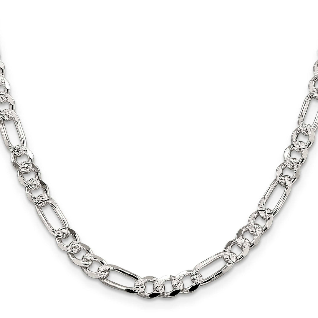 Sterling Silver 5.5mm Pavé Flat Figaro Chain 26 Inch