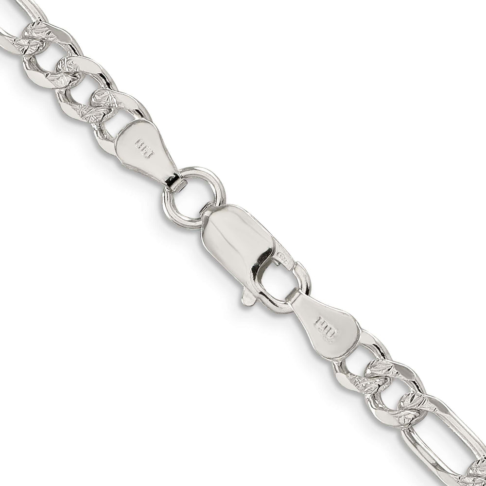 Sterling Silver 5.5mm Pavé Flat Figaro Chain 26 Inch