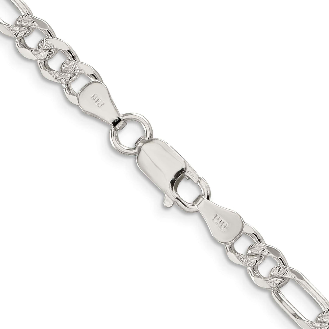 Sterling Silver 5.5mm Pavé Flat Figaro Chain 26 Inch