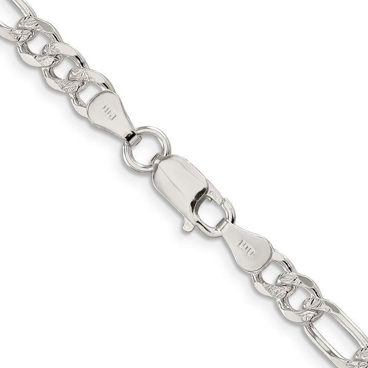 Sterling Silver 5.5mm Pavé Flat Figaro Chain 26 Inch
