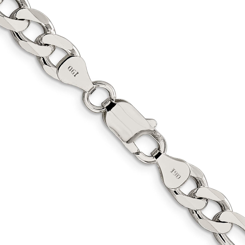 Sterling Silver 7.25mm Pavé Flat Figaro Chain 26 Inch