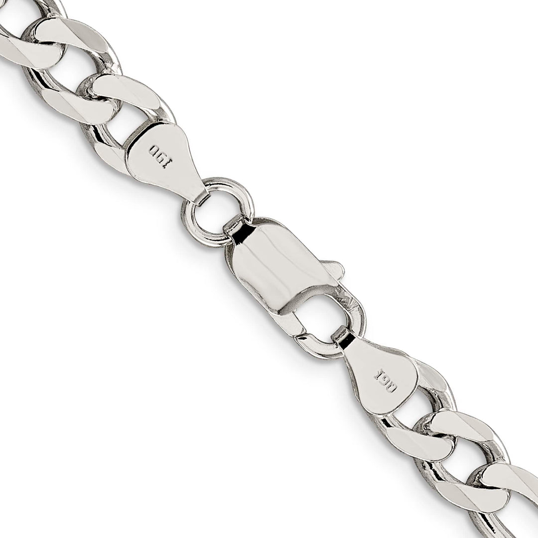 Sterling Silver 7.25mm Pavé Flat Figaro Chain 26 Inch