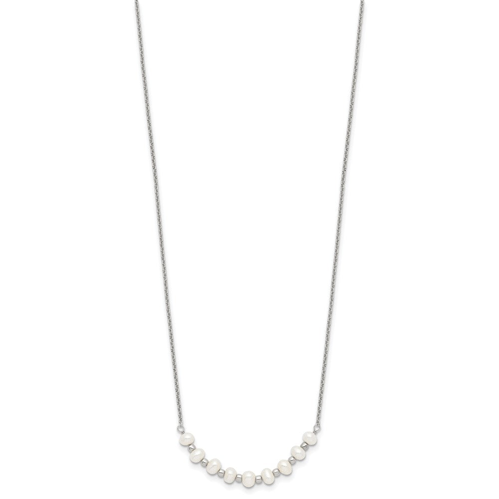 Sterling Silver & Beaded 3-4mm Semi-round Freshwater 5 Inch Necklace
