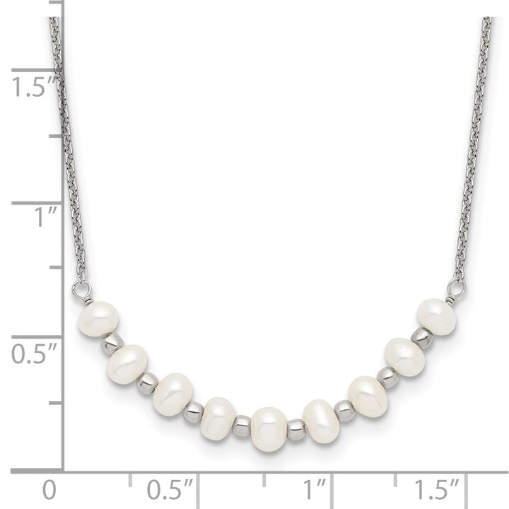 Sterling Silver & Beaded 3-4mm Semi-round Freshwater 5 Inch Necklace