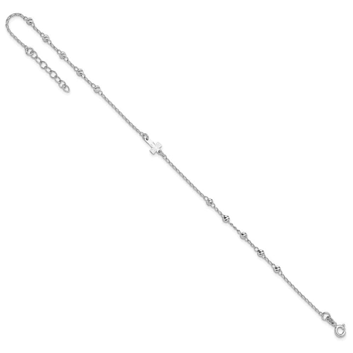 Sterling Silver Beads and Cross Anklet