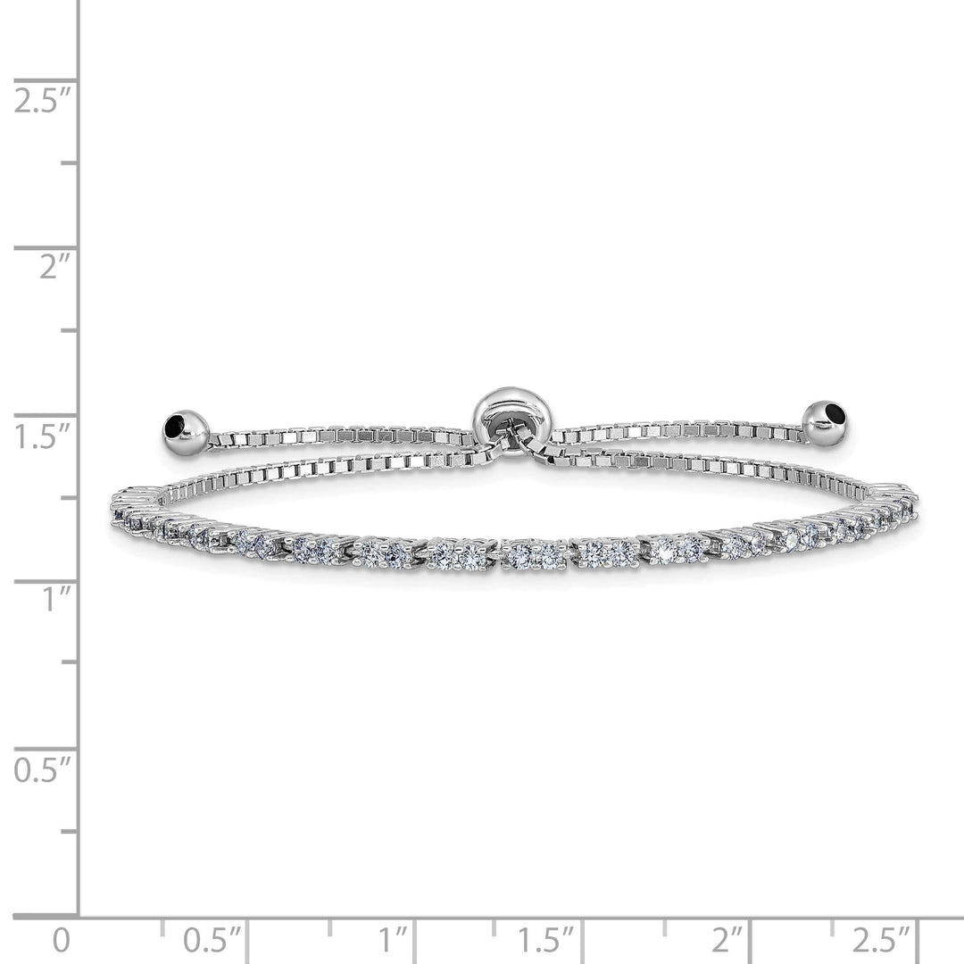 Sterling Silver Rhodium-plated June Light Purple CZ Bolo Bracelet