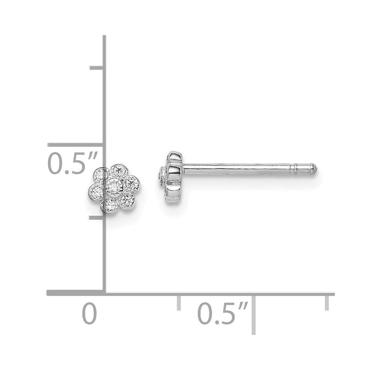 Sterling Silver CZ Flower Petite Post Earrings
