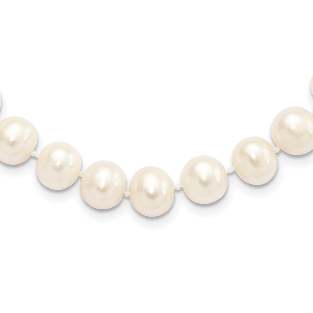 Sterling Silver 9-10mm White Round Cultured Pearl 20 inch Necklace