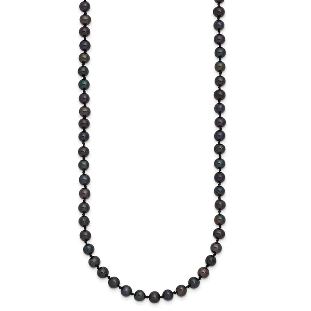 Sterling Silver 4-5mm Black Near-Round Cultured Pearl 18 inch Necklace
