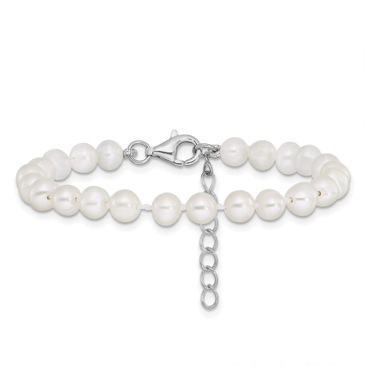 Sterling Silver Rhodium-plated 4-5mm White Semi-Round Freshwater