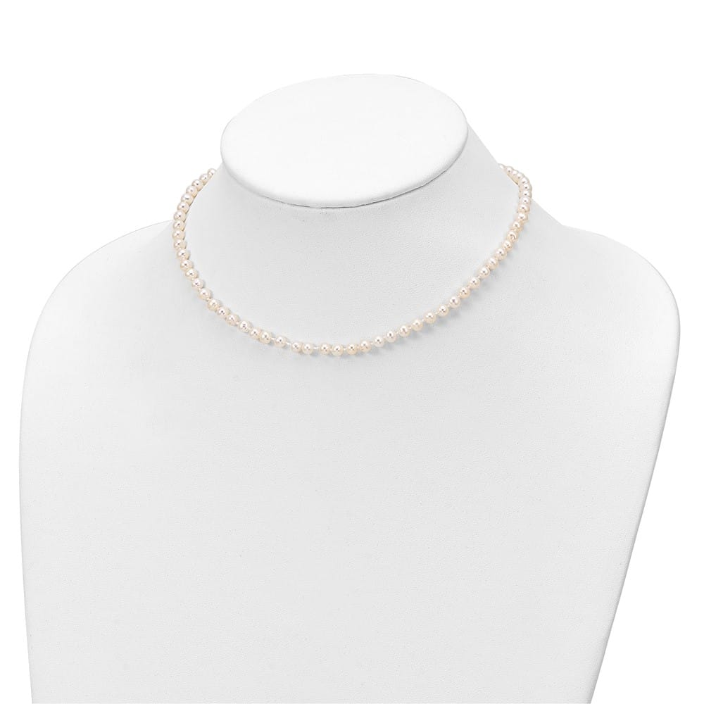 Sterling Silver Rhodium-plated 4-5mm White Semi-Round Freshwater