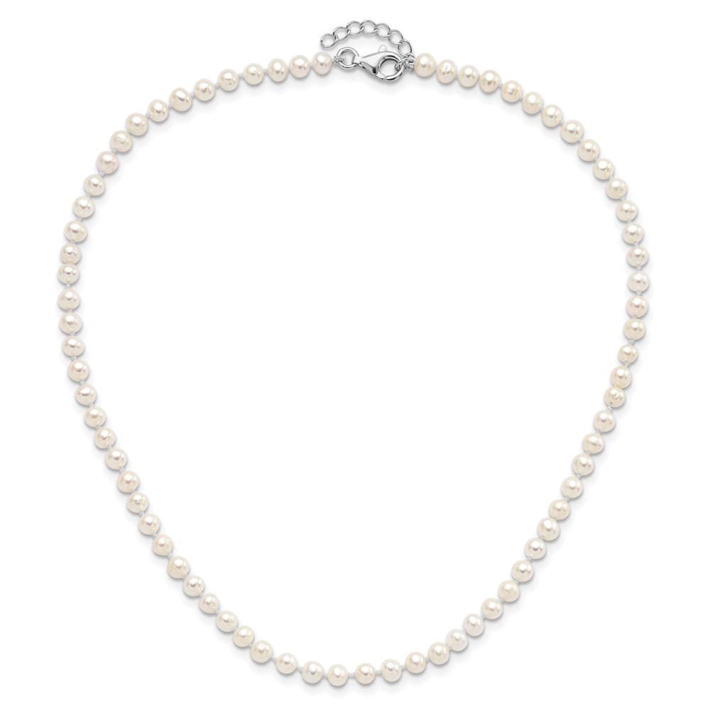 Sterling Silver Rhodium-plated 4-5mm White Semi-Round Freshwater