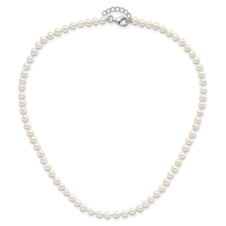 Sterling Silver Rhodium-plated 4-5mm White Semi-Round Freshwater