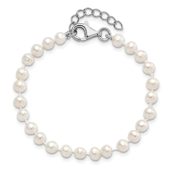 Sterling Silver Rhodium-plated 4-5mm White Semi-Round Freshwater