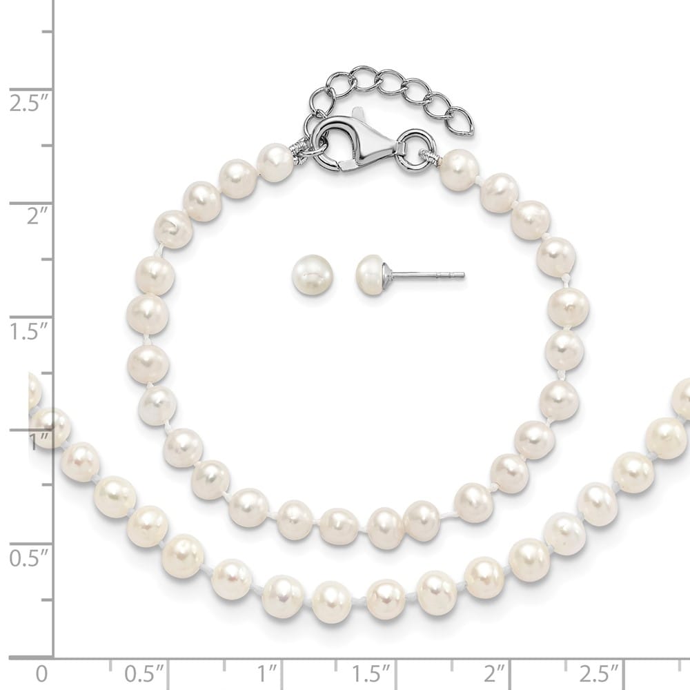 Sterling Silver Rhodium-plated 4-5mm White Semi-Round Freshwater