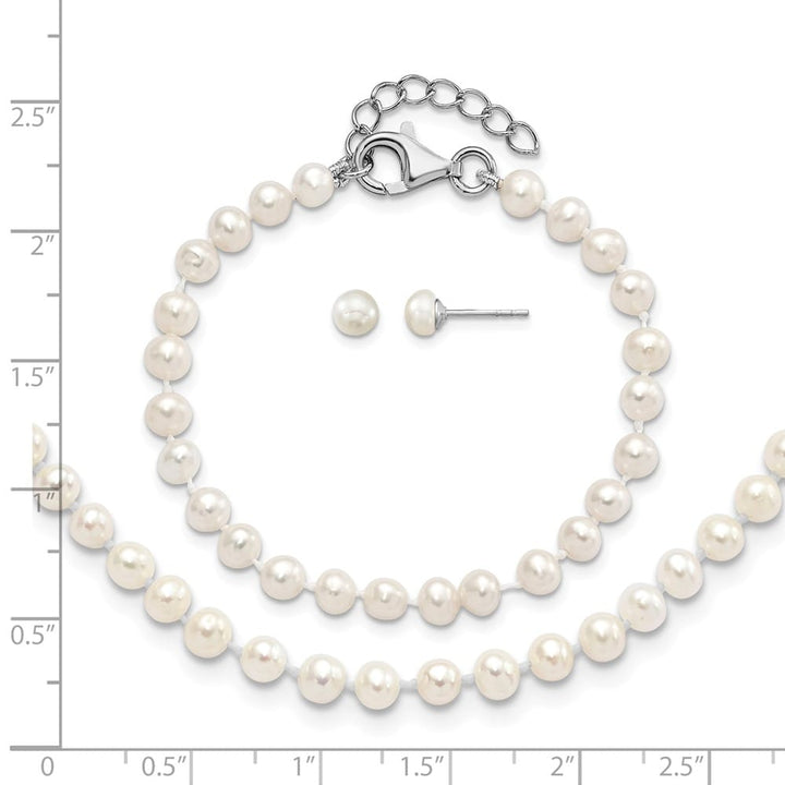 Sterling Silver Rhodium-plated 4-5mm White Semi-Round Freshwater