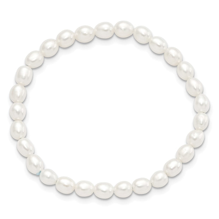 4-5mm White Rice Freshwater Cultured Pearl Small Stretch Bracelet