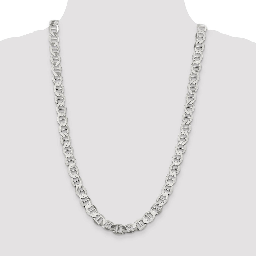 Sterling Silver 9.95mm Flat Anchor Chain 26 Inch