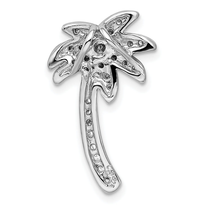 Sterling Silver CZ Palm Tree Chain Slide