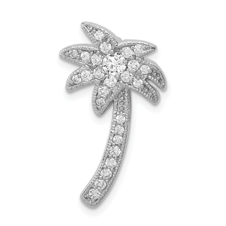 Sterling Silver CZ Palm Tree Chain Slide