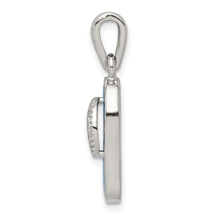 Sterling Silver Created Blue Inlay Opal Sandal Pendant