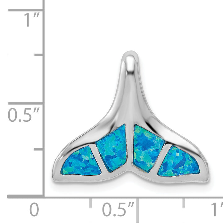 Sterling Silver Created Blue Opal Whale Tail Chain Slide