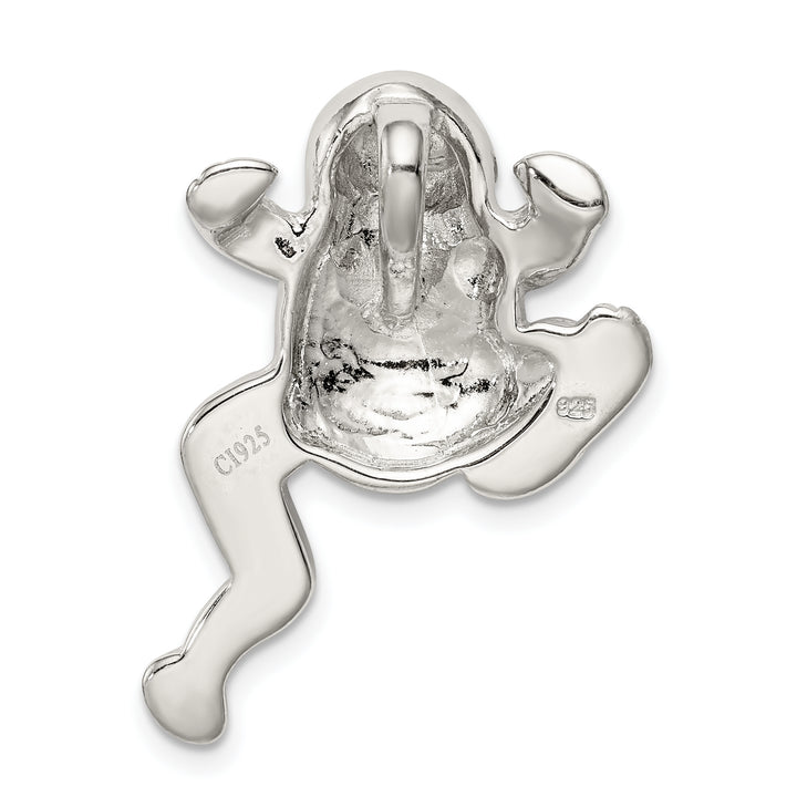 Sterling Silver Created Blue Opal Inlay Frog Slide