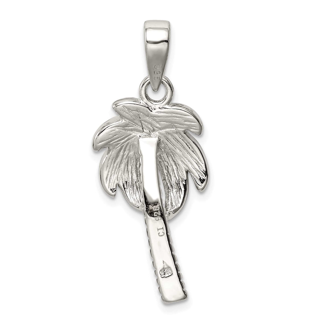 Sterling Silver Created Blue Opal Inlay Palm Tree Pendant