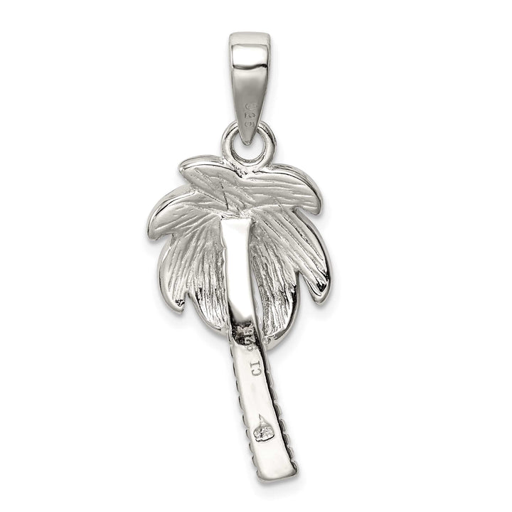 Sterling Silver Created Blue Opal Inlay Palm Tree Pendant