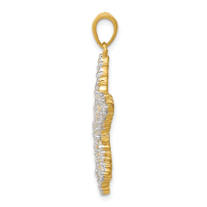 Sterling Silver Flash and CZ Starfish Pendant