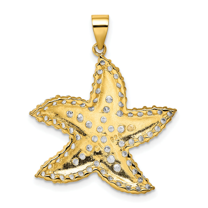 Sterling Silver Flash and CZ Starfish Pendant