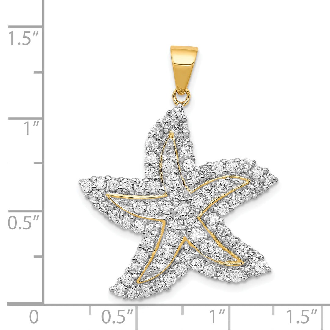 Sterling Silver Flash and CZ Starfish Pendant