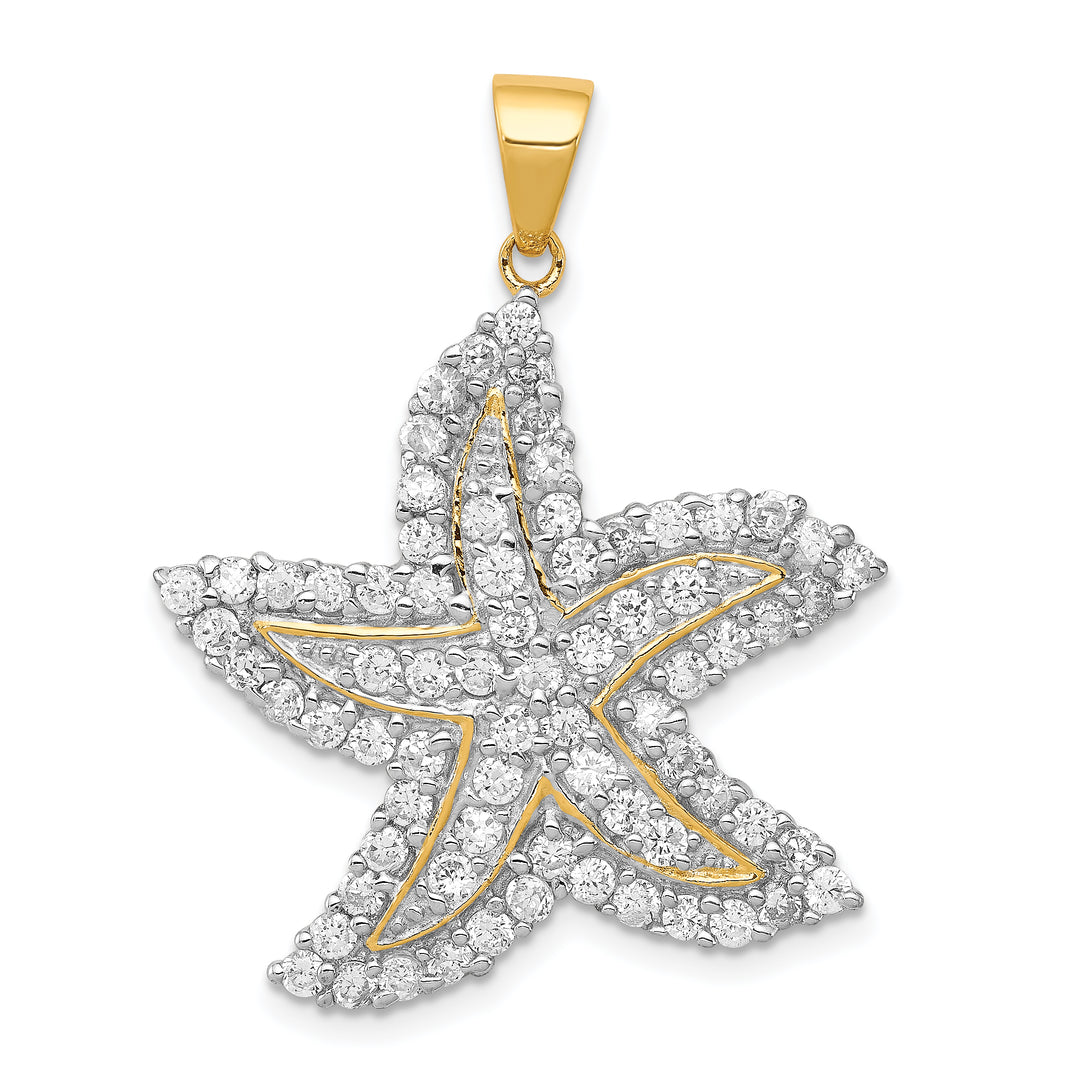 Sterling Silver Flash and CZ Starfish Pendant