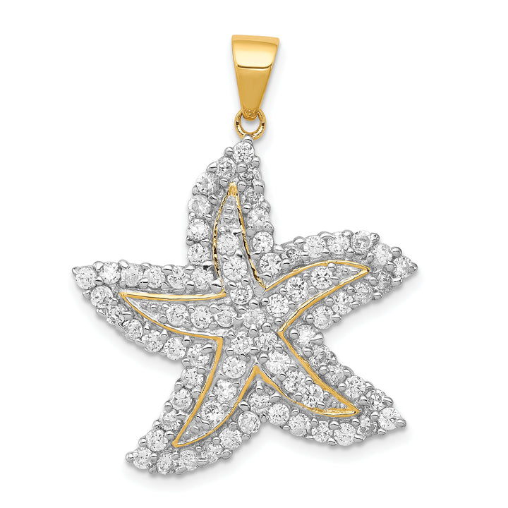 Sterling Silver Flash and CZ Starfish Pendant