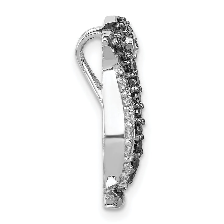 Sterling Silver Black and White CZ Penguin Chain Slide