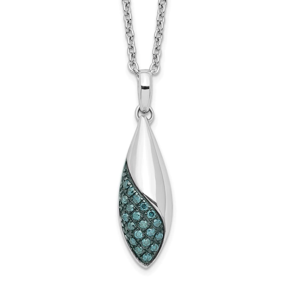 Sterling Silver White Night Blue Diamond 18 inch Necklace