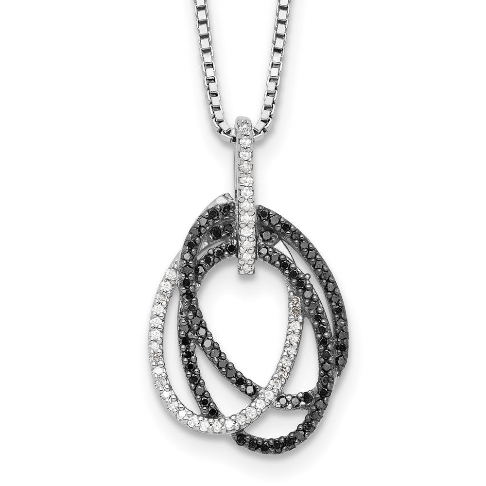 Sterling Silver Black and White Diamond Triple 18 inch Necklace
