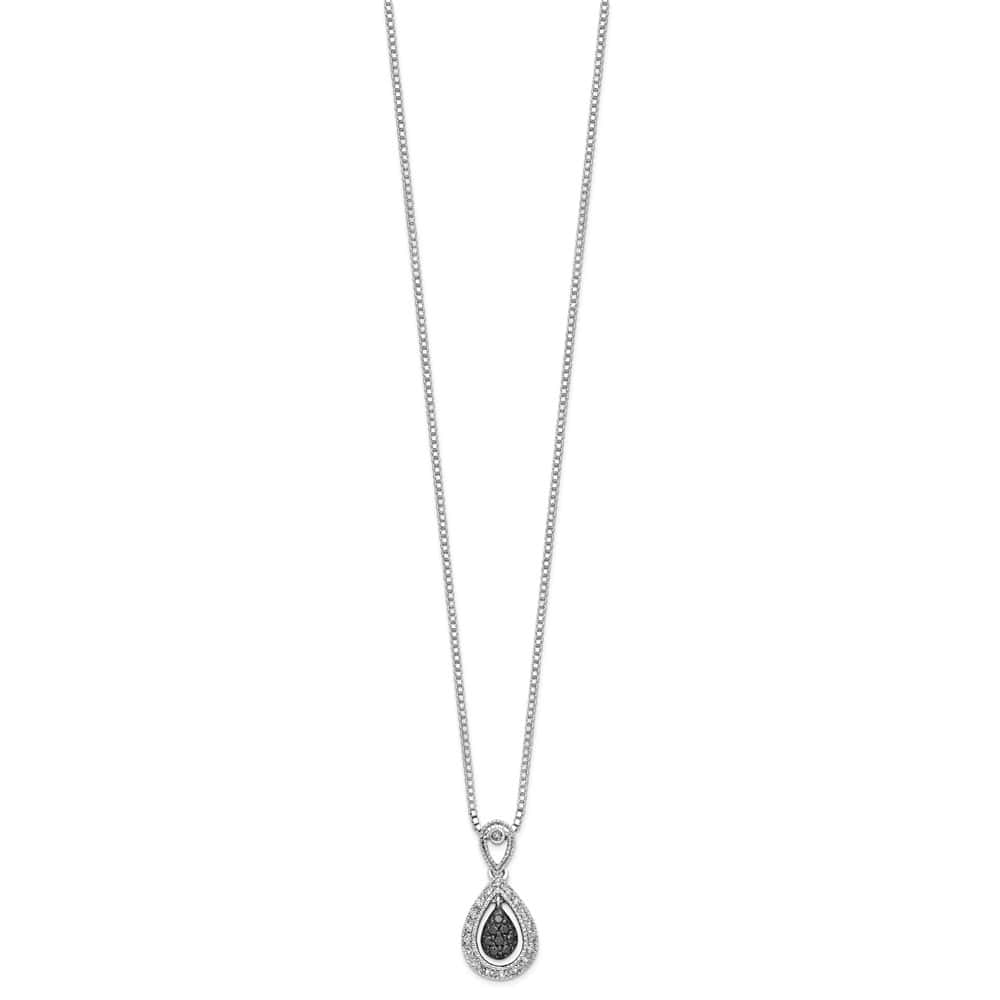 Sterling Silver White Diamond Double Teardrop 18 inch Necklace
